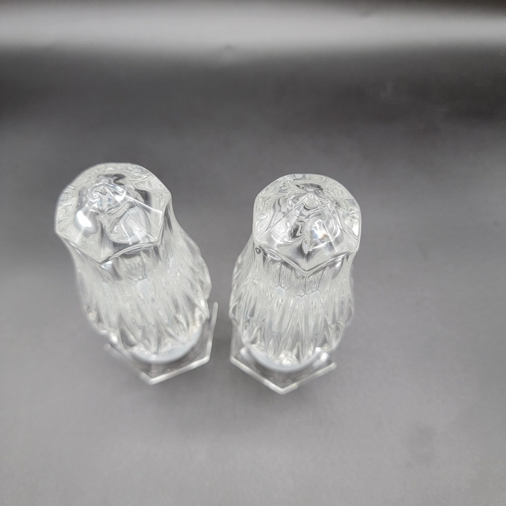 Salt & Pepper Vtg Shakers Mikasa Crystal Icicles Pattern Discontinued 4 3/8" - Picture 2 of 6